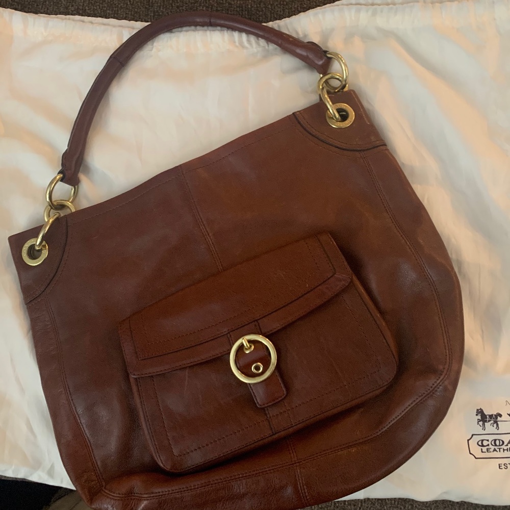 Brown leather Coach bag